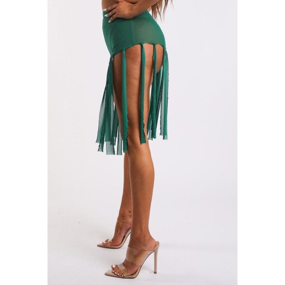 Women's Elastic Waist Casual Fringed Mesh Solid Sexy Shorts Size S, M, L - Picture 7 of 8